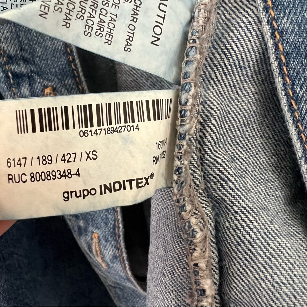 Zara Demin Rhinestone Button Down Shirt Jean Jacket Embellished Long Sleeve - Picture 10 of 10